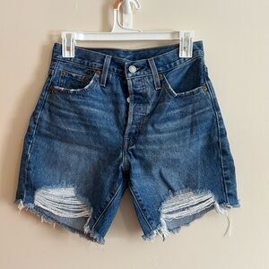 Levi's Blue Distressed Jean Shorts